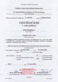 Masáže vyškov - Certifikát masáže