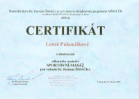 Masáže vyškov - Certifikát Sportovní masáže